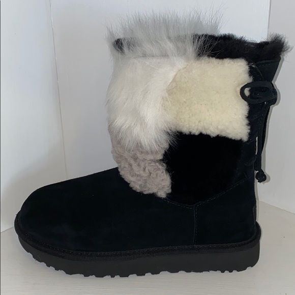 AUTH NIB UGG CLASSIC SHORT PATCHWORK FLUFF BOOT - Picture 5 of 14